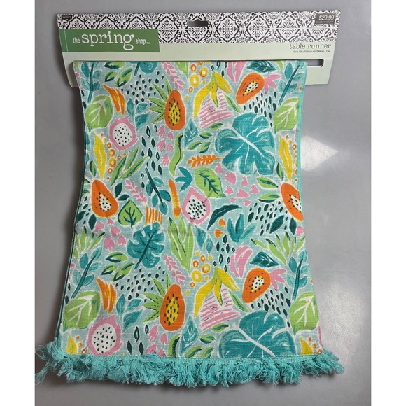 The Spring Shop Other - The Spring Shop Tropical Fruit Table Runner 13x72 Cotton Papaya Dragonfruit NWT